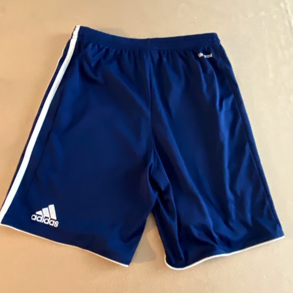 Boys Adidas Soccer Shorts - Large - Blue / White